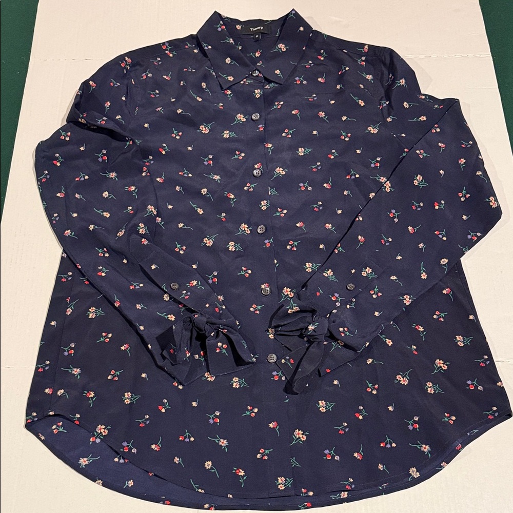 Theory Navy Floral Men's Button Down Shirt